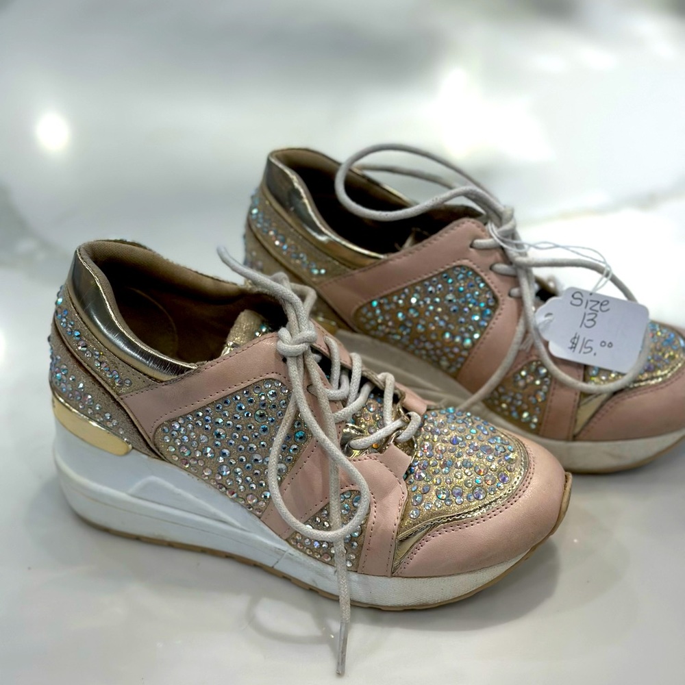 Little girls size 13 Michael Kors pink sneakers